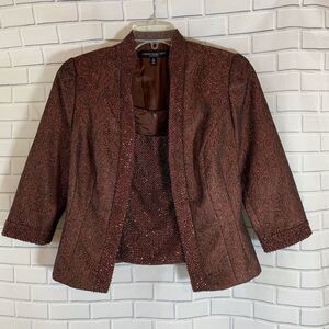 Carmen Marc Valvo‎ Black Beaded Jacket and Top Sz 4